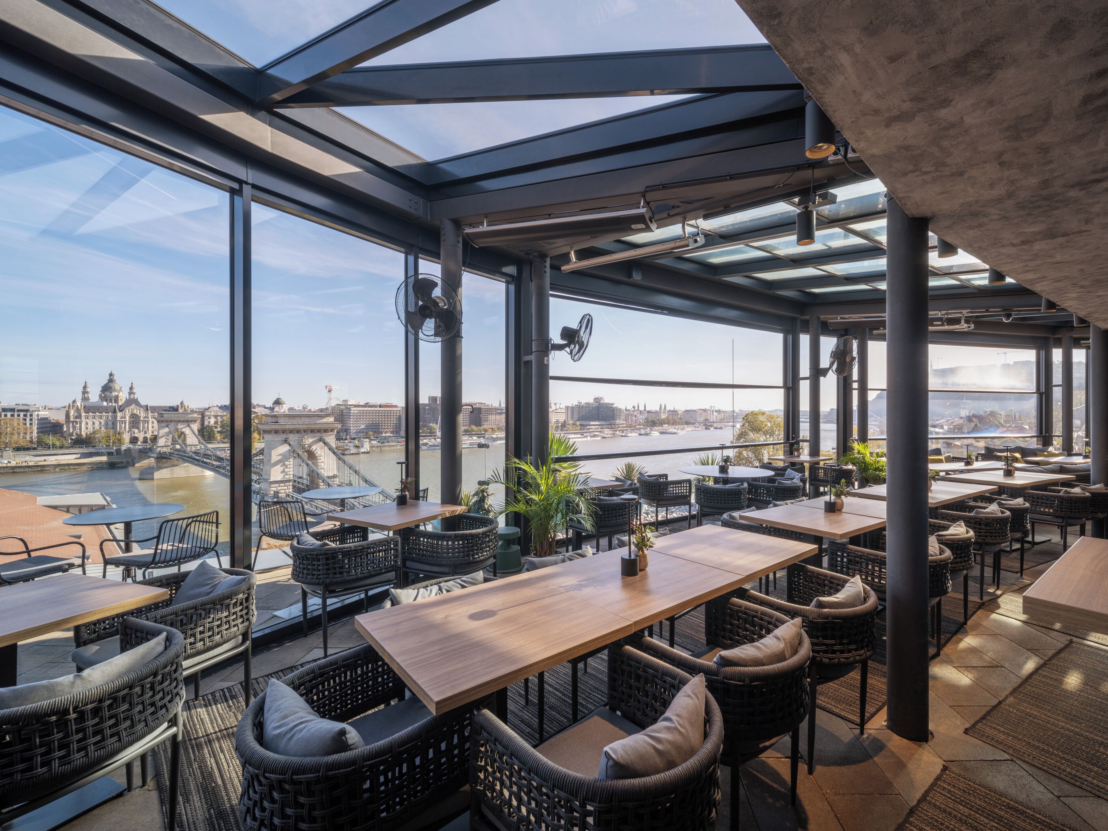 Danube-view terrace at Hotel Clark Budapest